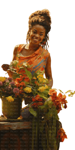 loly33 femme  fleur printemps - Free PNG