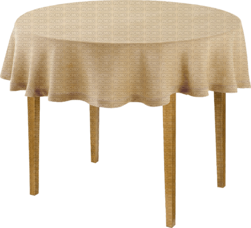 Mesa con mantel color crema - png gratuito