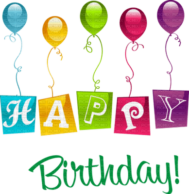 Kaz_Creations Balloons Party Occasion Colours Text Happy Birthday - ingyenes png