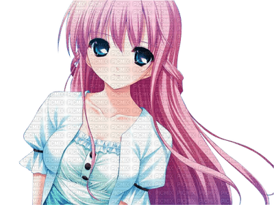 Fille manga cheveux rose - 免费PNG