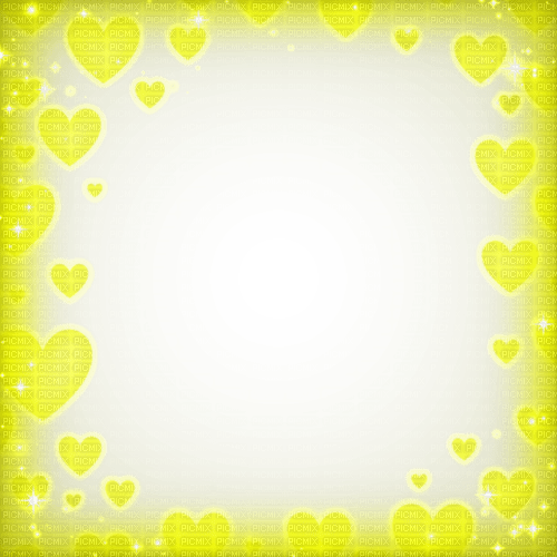 Hearts.Sparkles.Frame.Yellow - PNG gratuit