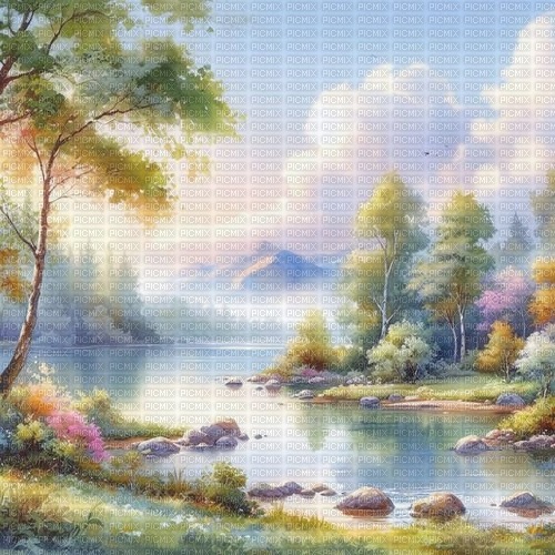 pastel landscape background - png ฟรี