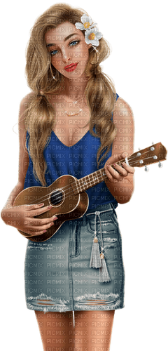 Woman playing guitar, banjo. Leila - png ฟรี