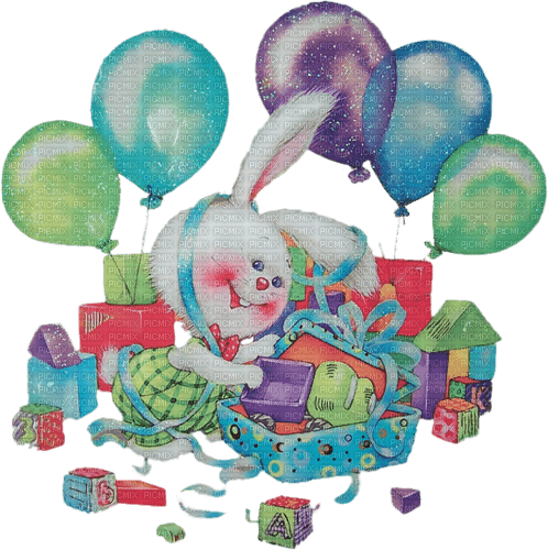 kikkapink deco scrap birthday bunny - бесплатно png