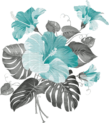 soave deco animated flowers summer tropical branch - Бесплатный анимированный гифка