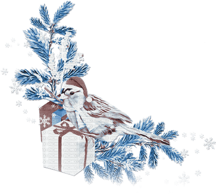soave deco christmas winter branch corner bird - бесплатно png
