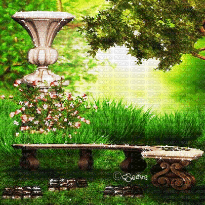 soave background animated vintage garden bench - Ücretsiz animasyonlu GIF