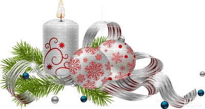 Candle and Christmas balls - nemokama png