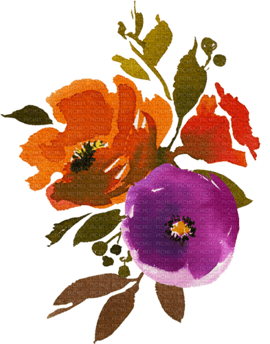 watercolor flowers Bb2 - zadarmo png
