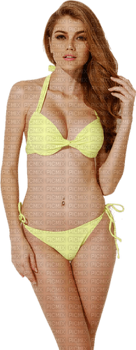 Beautiful redhead in yellow bikini - darmowe png