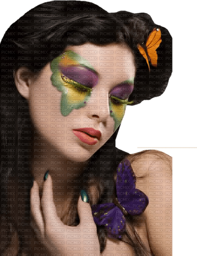 Femme avec maquillage papillon - Free PNG