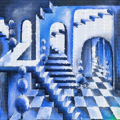 soave background animated surreal room blue - Free animated GIF