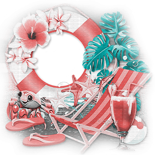 soave background  beach chair pink teal - gratis png