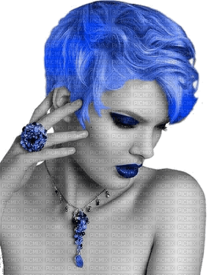 Kaz_Creations Woman Femme Blue Hair Colours - nemokama png