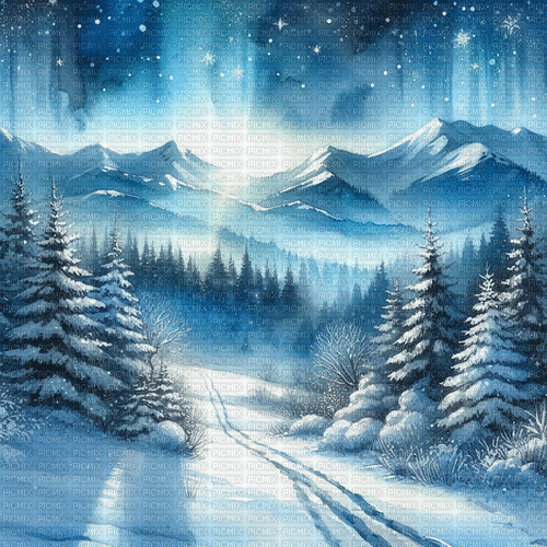 SM3 WINTER FOREST BLUE ANIMATED GIF - Gratis geanimeerde GIF