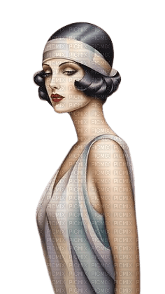 art deco woman vintage grey - ücretsiz png