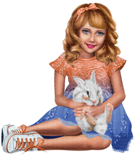 Girl with a rabbit. Easter. Spring. Leila - png gratis