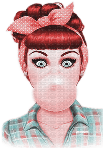 soave woman vintage rockabilly  pink teal - δωρεάν png