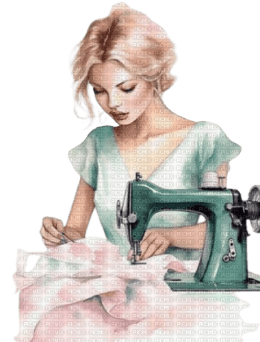 frau, woman, femme, vintage, schneiderin, sewing - gratis png