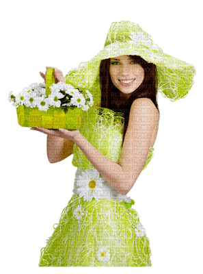 minou-woman and flower - δωρεάν png