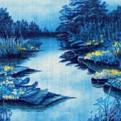 Blue Lake Painting - Free PNG