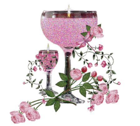 Kerzen, Glas, Blumen - Gratis animeret GIF
