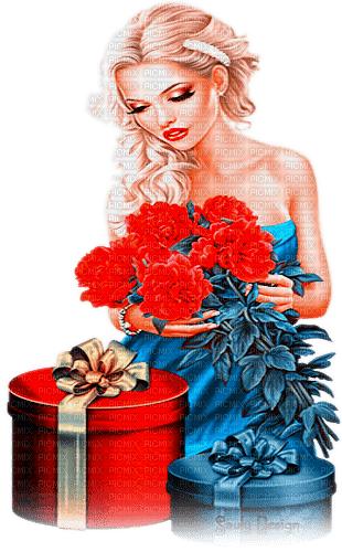 soave woman gift  flowers 8 march green blue red - png ฟรี