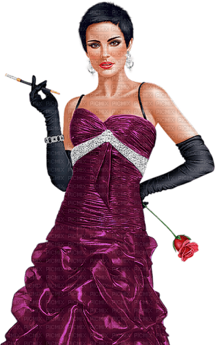 Woman with a cigarette and a rose. Leila - Free PNG