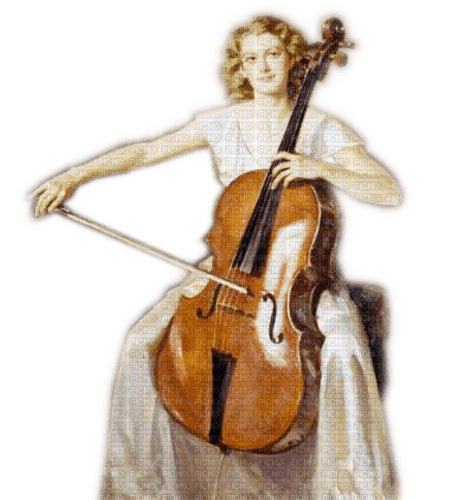 Rena Vintage Woman Girl Cello Musik - gratis png