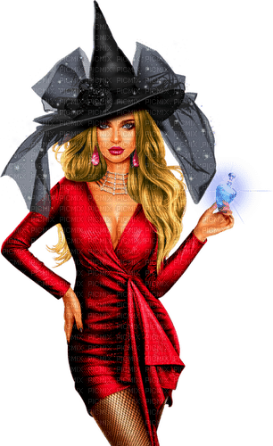 Woman.Witch.Halloween.Magic.Pink.Black - PNG gratuit