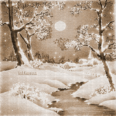 Y.A.M._Winter Landscape sepia - 無料のアニメーション GIF