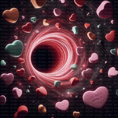 Black Hole & Candy Hearts - Free PNG
