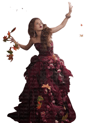 dressed in leaves woman autumn - ingyenes png