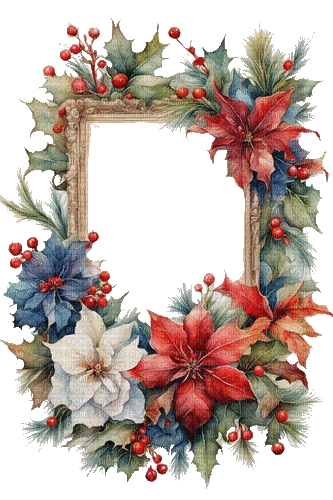frame, Christmas, flower, vintage - Zdarma animovaný GIF