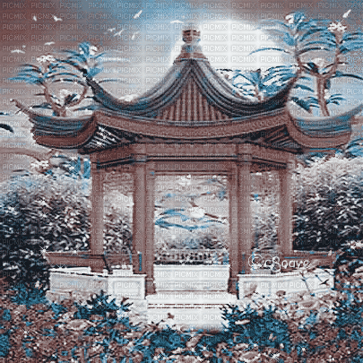 soave background animated  garden  blue brown - Darmowy animowany GIF