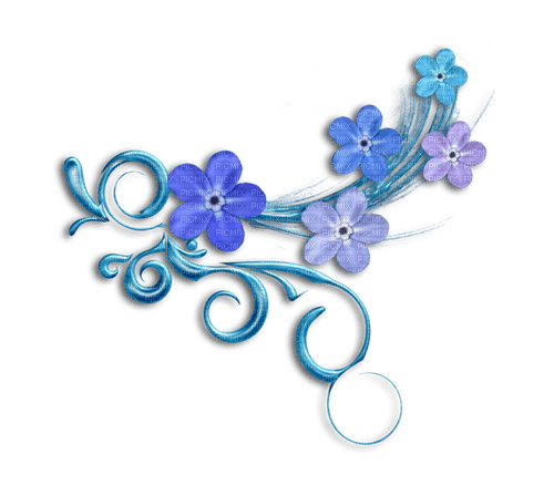 dolceluna border blue flowers - zadarmo png