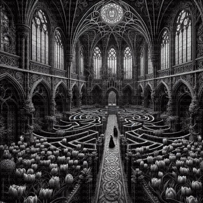 Gothic Tulip Maze in a Cathedral - png gratuito