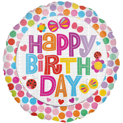 text happy birthday anniversaire geburtstag  colored  tube deco balloon ballons - PNG gratuit