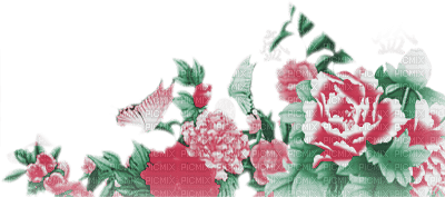 soave deco flowers oriental border pink green - ücretsiz png