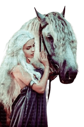 девушка с конем - besplatni png
