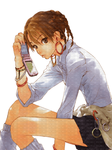 manga girl with phone - ingyenes png