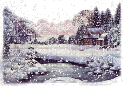 winter hiver paysage landscape forest snow neige fond background - Nemokamas animacinis gif