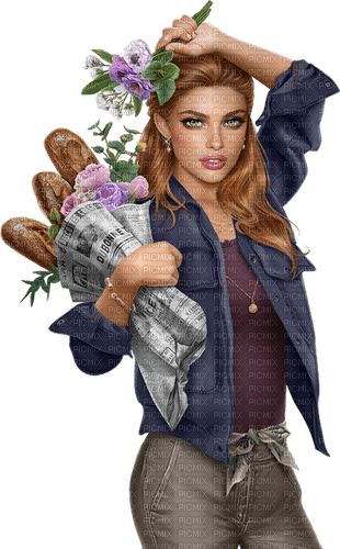 Woman with flowers. Leila - bezmaksas png