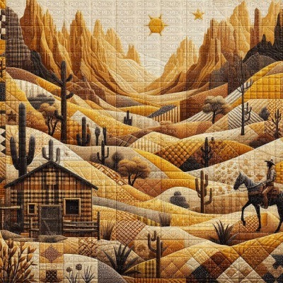 Yellow Wild West Patchwork Quilt - ingyenes png