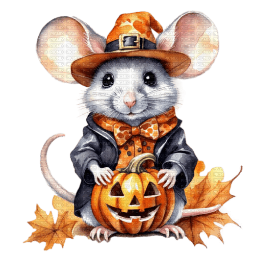 Watercolor - Pumkin - Mouse - Free PNG