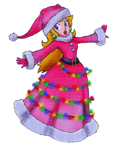 Peach Mario Christmas - GIF animasi gratis