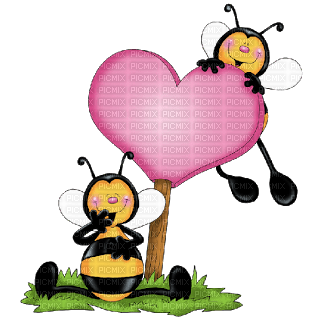 Kaz_Creations Cute Cartoon Love Bees Bee Wasp - nemokama png