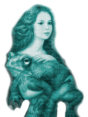 Y.A.M._Fantasy woman girl toad frog blue - 免费PNG
