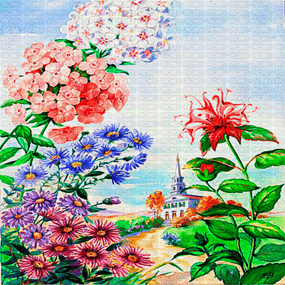 Y.A.M._Summer landscape background flowers - darmowe png