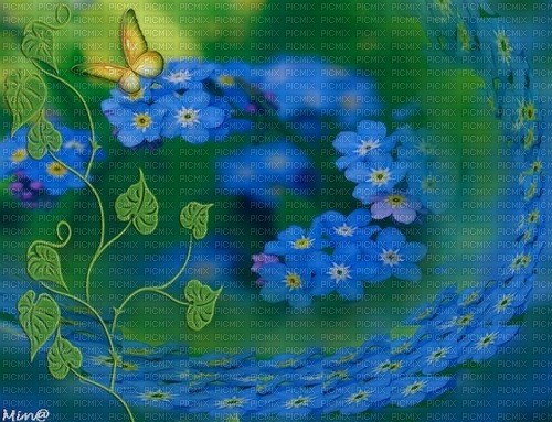 bg--blå-blommor--background-blue flowers - png ฟรี